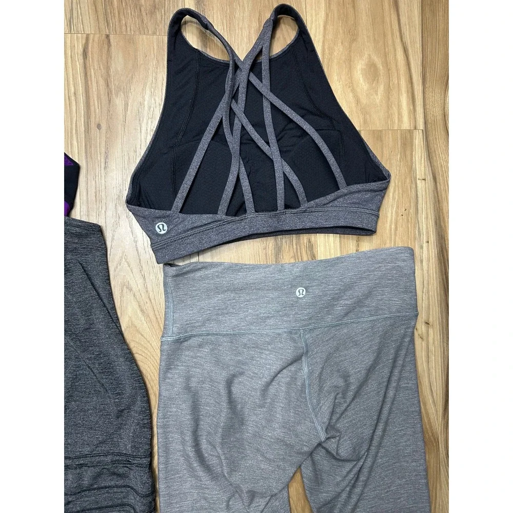 Lululemon Workout Set/3 Womens 4 Tank Top Sports Bra Capri Leggings Gym Athletic